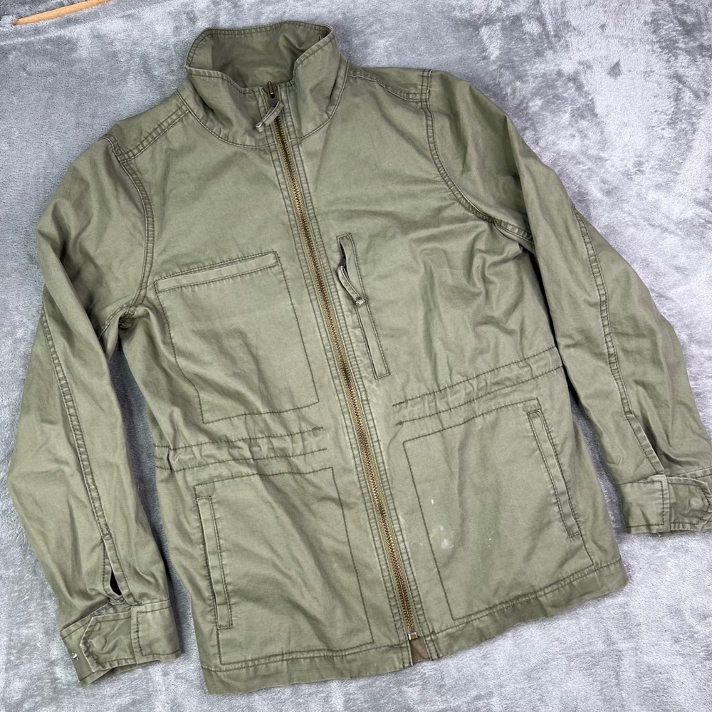 Madewell Fleet Jacket Womens Large Olive Green Solid Cotton Utility Field Zip